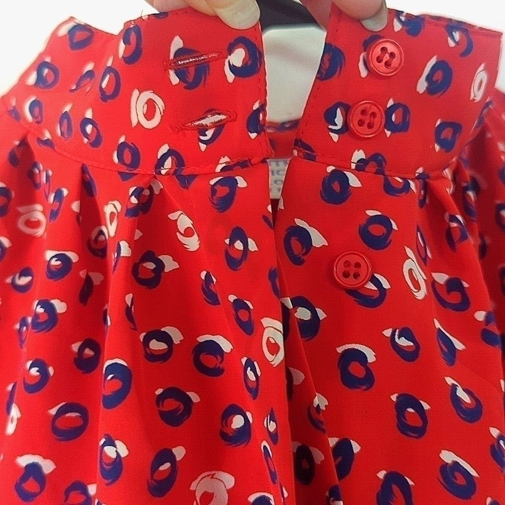 EUC Vintage Pendleton Red&Blue Abstract Floral Blouse -L/XL see measurements - Picture 4 of 8